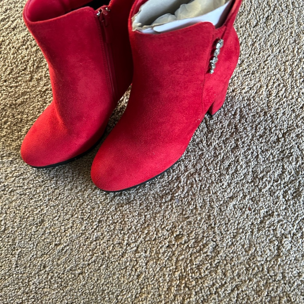 Red Suede Ankle Boots